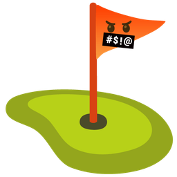 flag in hole and face with symbols on mouth