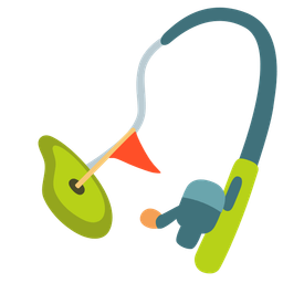 flag in hole and fishing pole