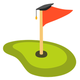 flag in hole and graduation cap