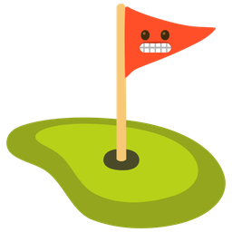 flag in hole and grimacing face