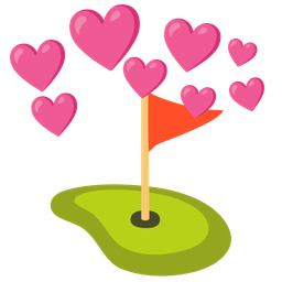 flag in hole and heart with arrow