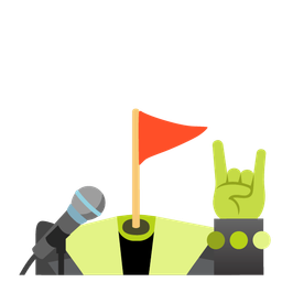 flag in hole and microphone