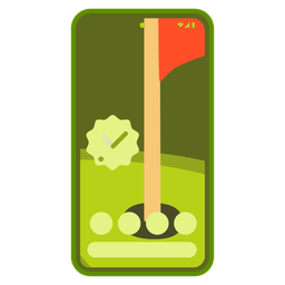 flag in hole and mobile phone