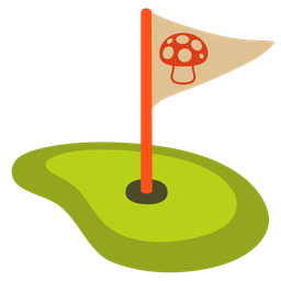 flag in hole and mushroom