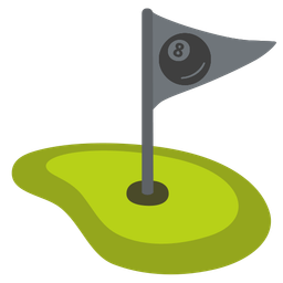 flag in hole and pool 8 ball