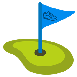 flag in hole and running shoe