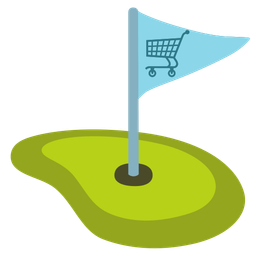 flag in hole and shopping cart