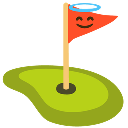 Flag in hole and Smiling face with halo