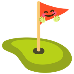 Flag in hole and Smiling face with open hands
