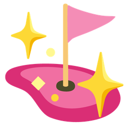 flag in hole and sparkling heart