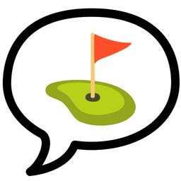 flag in hole and speech balloon