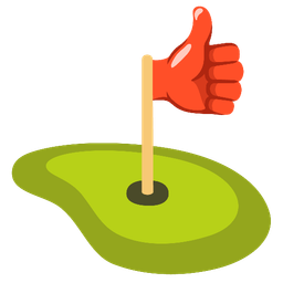 flag in hole and thumbs up