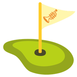 flag in hole and trumpet