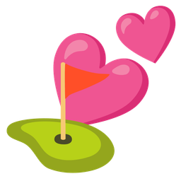 flag in hole and two hearts