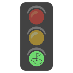 flag in hole and vertical traffic light