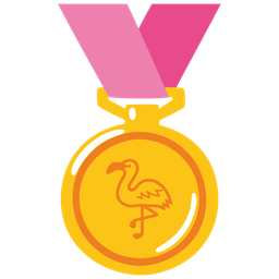 flamingo and 1st place medal