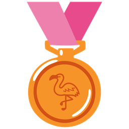 flamingo and 3rd place medal