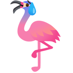 flamingo and anxious face with sweat