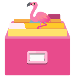 flamingo and card file box