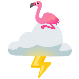 flamingo and cloud with lightning