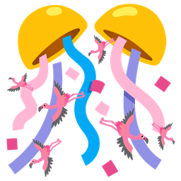 flamingo and confetti ball