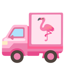 flamingo and delivery truck