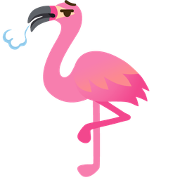 flamingo and face exhaling