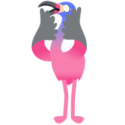 flamingo and face screaming in fear