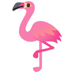 flamingo and face with diagonal mouth
