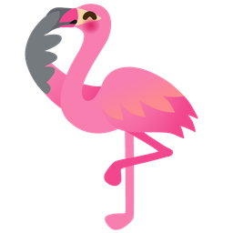 flamingo and face with hand over mouth