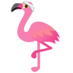 flamingo and face with head-bandage