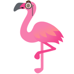 flamingo and face with monocle
