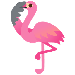 flamingo and face with open eyes and hand over mouth