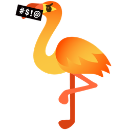 flamingo and face with symbols on mouth