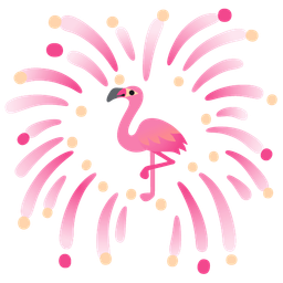 flamingo and fireworks