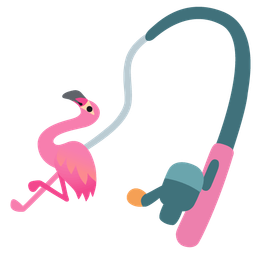 flamingo and fishing pole