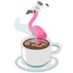 flamingo and hot beverage