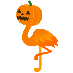 flamingo and jack-o-lantern