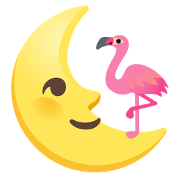 flamingo and last quarter moon face