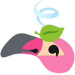 flamingo and leaf fluttering in wind