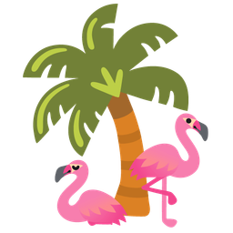 flamingo and palm tree