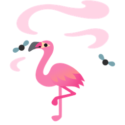 flamingo and pile of poo
