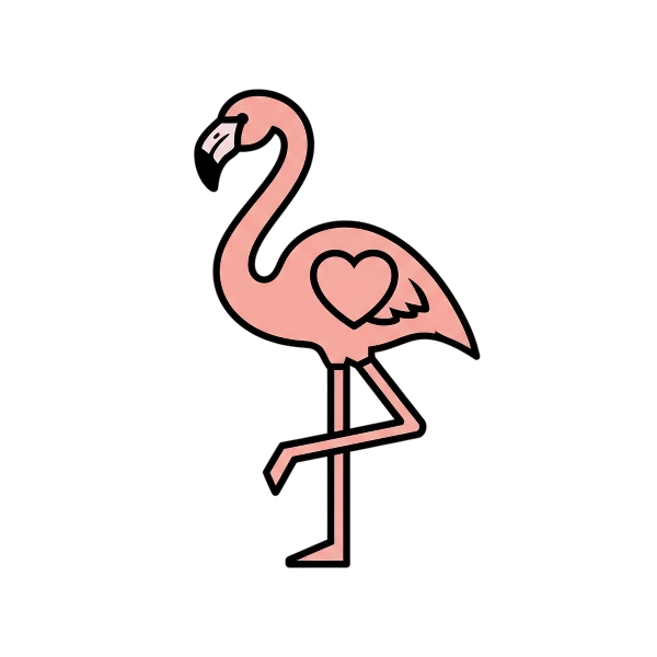 Flamingo and Pink heart