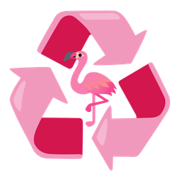 flamingo and recycling symbol