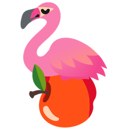 flamingo and red apple