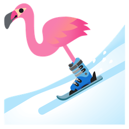 flamingo and skis