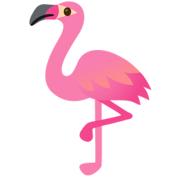 flamingo and slightly frowning face