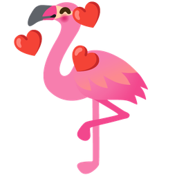 Flamingo and Smiling face with hearts