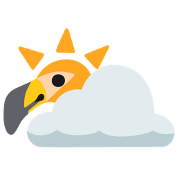 flamingo and sun behind cloud