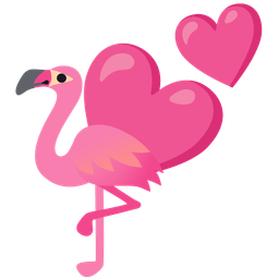 flamingo and two hearts